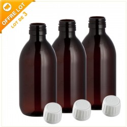 Lot de 3 flacons en verre brun 250ML