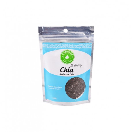 Graines de Chia, Paquet de 100g - Carthage Nutrition Graines de Chia, Paquet de 100g - Carthage Nutrition