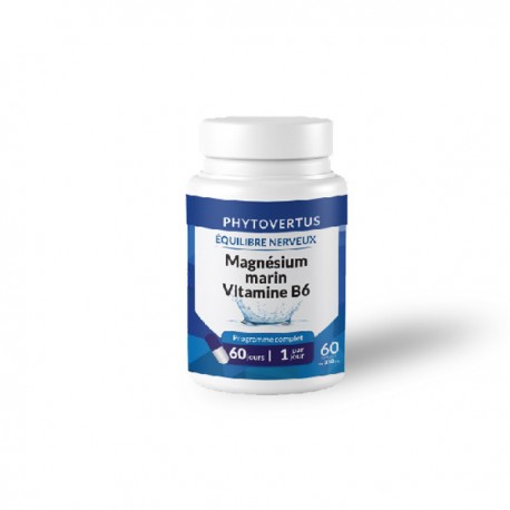 Magnésium Marin & Vitamine B6, Boite de 60 gélules - Phytovertus Magnésium Marin & Vitamine B6, Boite de 60 gélules - Phytovertus