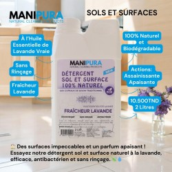 Détergent Sol & Surface Fraîcheur Apaisante Lavande, 2L - Manipura