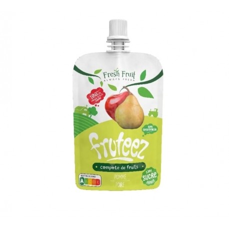 Gourde Compote Pomme Poire  Sans Sucres Ajoutés, 90G – Fruteez